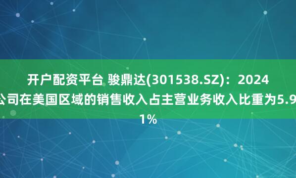 开户配资平台 骏鼎达(301538.SZ)：2024年公司在美国区域的销售收入占主营业务收入比重为5.91%
